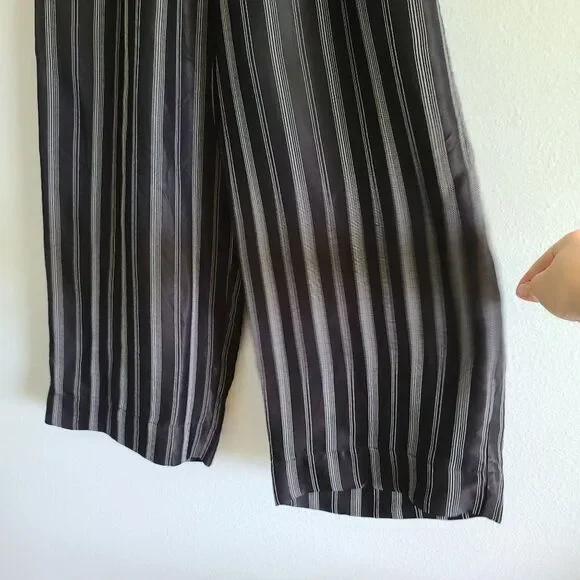 Alembika Black White Stripe Crop Pant Wide Leg Pull On Silky Size‎ Small NWT - Picture 6 of 12